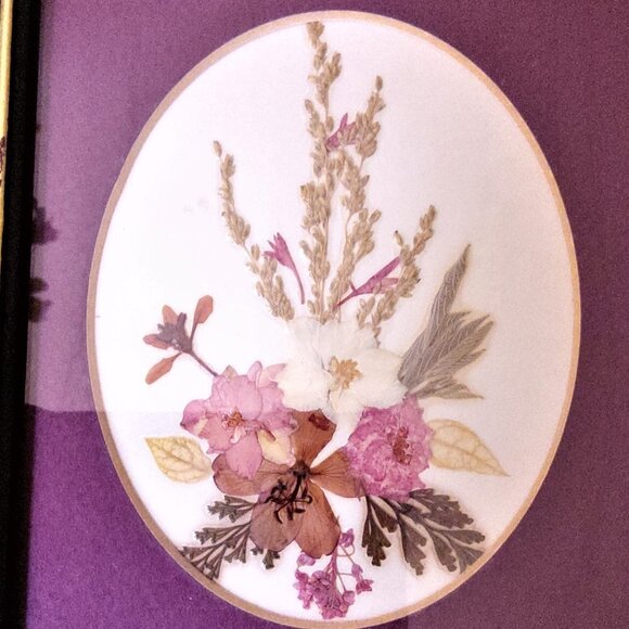 Vintage Framed Handmade floral Paper Collage art - Picture 5 of 13